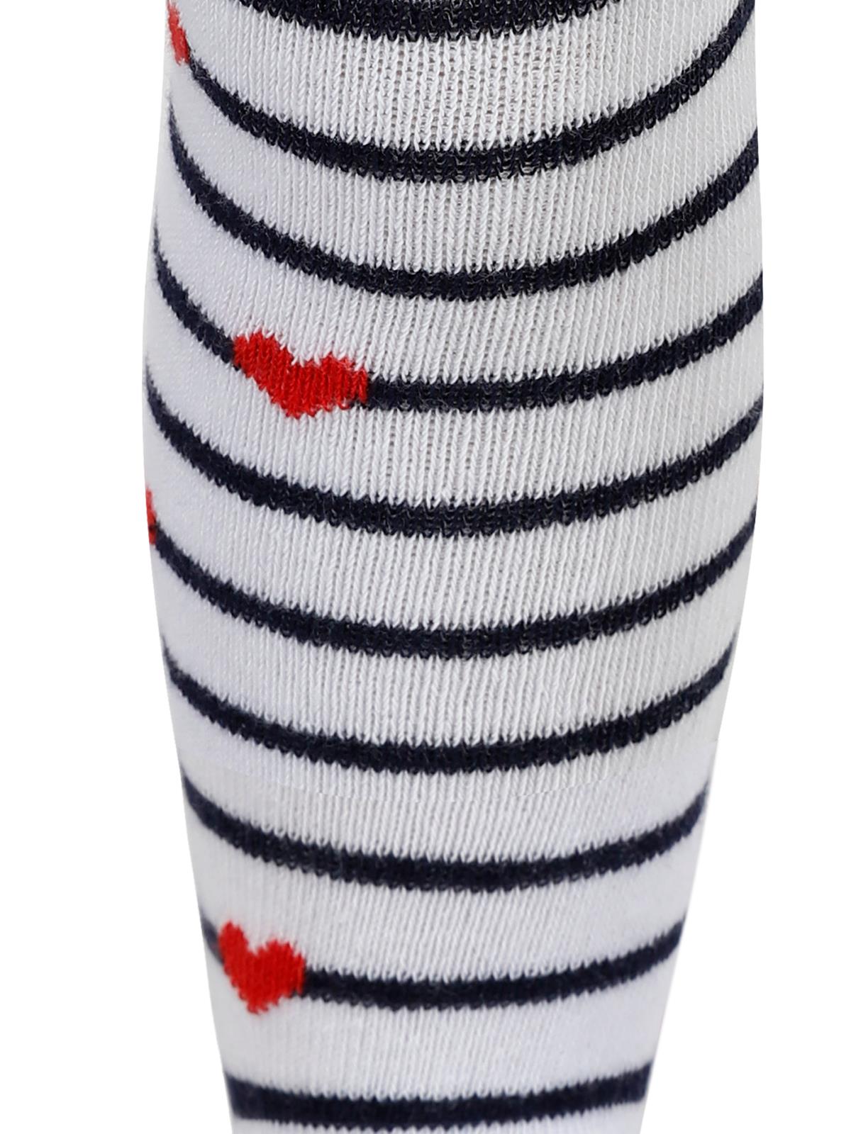 Civil Baby Çizgili Kalpli 6-18 Ay Bebek Kız Külotlu Çorap - Beyaz