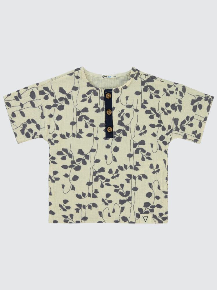 Civil Boys Sarmaşık Desenli 2-5 Yaş Gömlek - Ekru