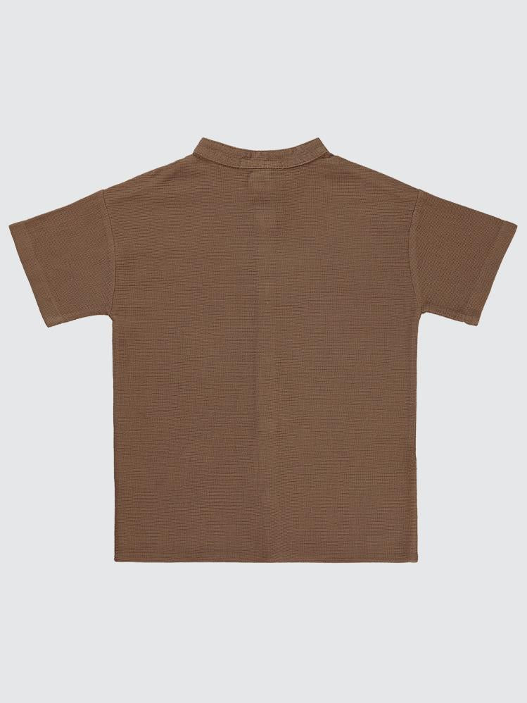 Civil Boys Yaprak Desenli 6-9 Yaş Gömlek - Kahverengi