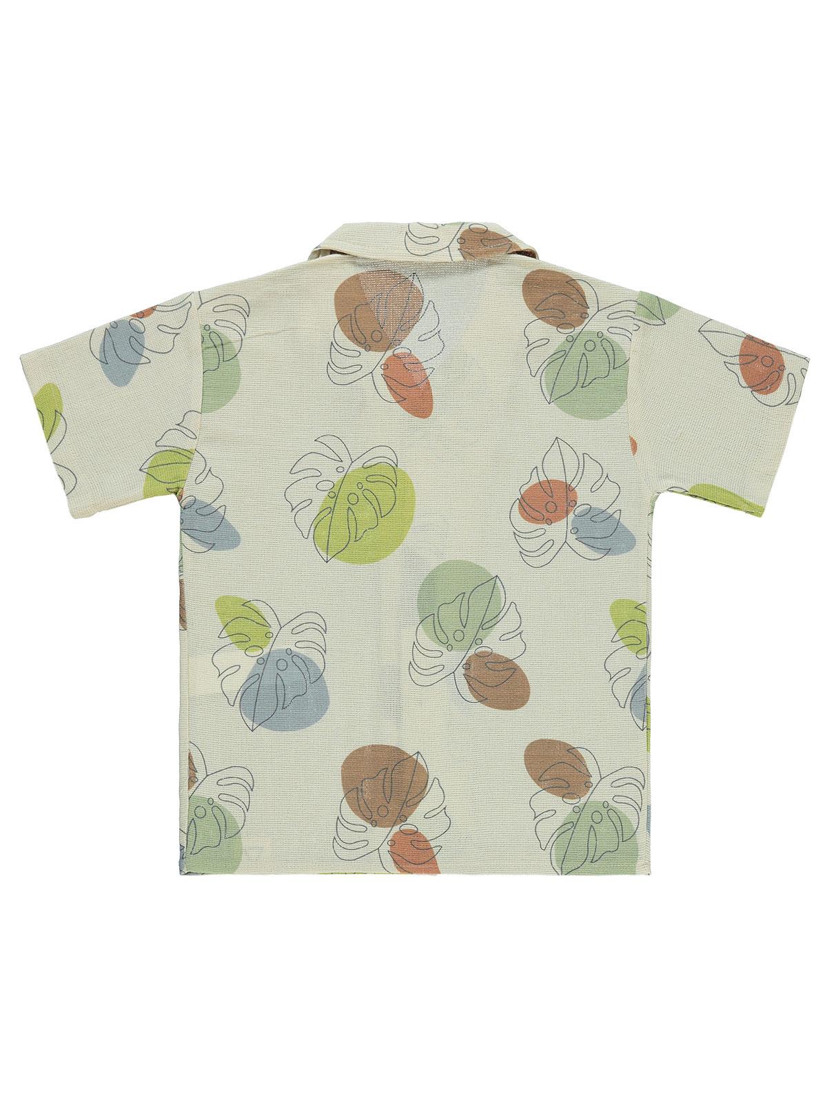 Civil Boys Yaprak Desenli 6-9 Yaş Gömlek - Ekru