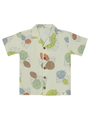 Civil Boys Yaprak Desenli 6-9 Yaş Gömlek - Ekru