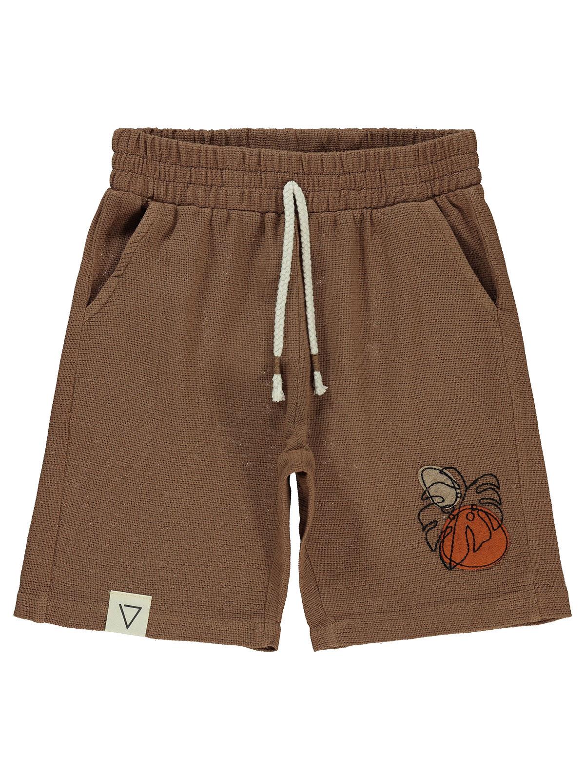 Civil Boys Yaprak Desenli 6-9 Yaş Şort - Kahve