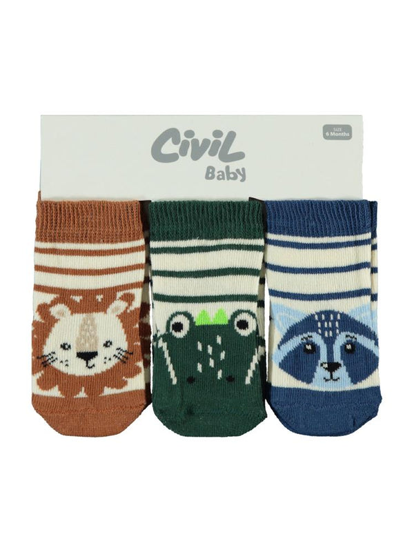 Civil Baby Erkek Bebek 3'lü Çorap Set 6-18 Ay