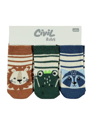 Civil Baby Erkek Bebek 3'lü Çorap Set 6-18 Ay