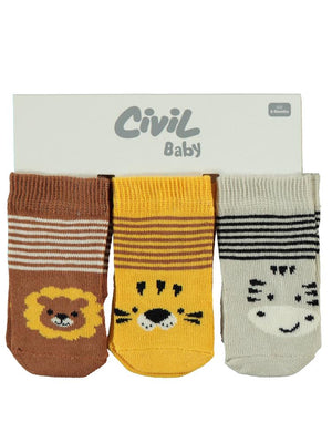 Civil Baby Erkek Bebek 3'lü Çorap Set 6-18 Ay