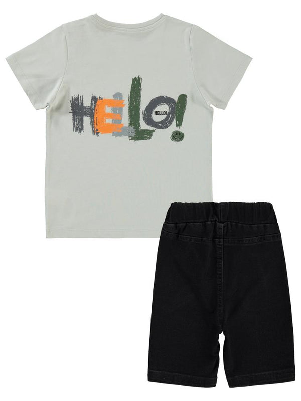 Civil Boys Hello Baskılı 2-5 Yaş Takım - Gri