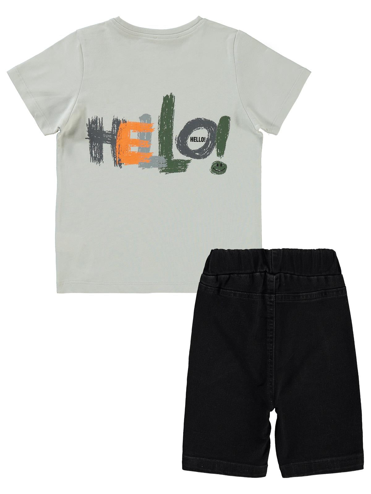 Civil Boys Hello Baskılı 2-5 Yaş Takım - Gri