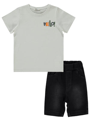 Civil Boys Hello Baskılı 2-5 Yaş Takım - Gri