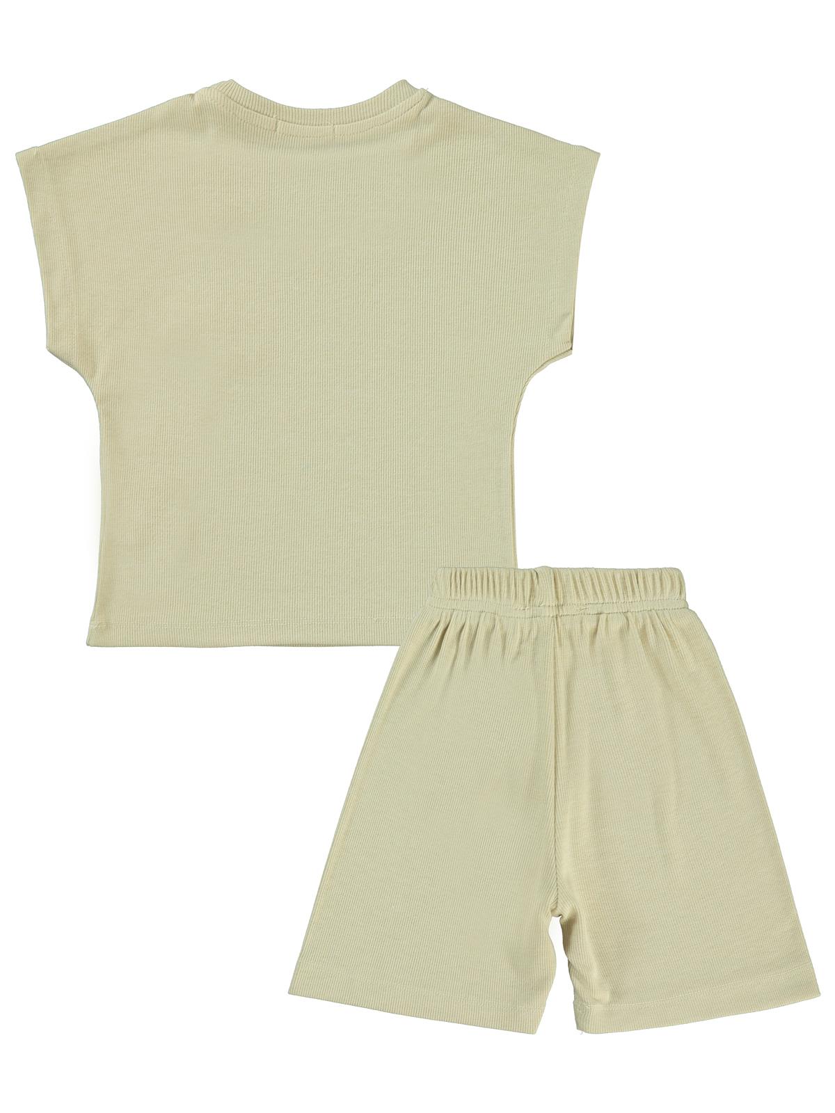 Civil Boys Yarasa Kol Palmiye Nakışlı 2-5 Yaş Takım - Bej