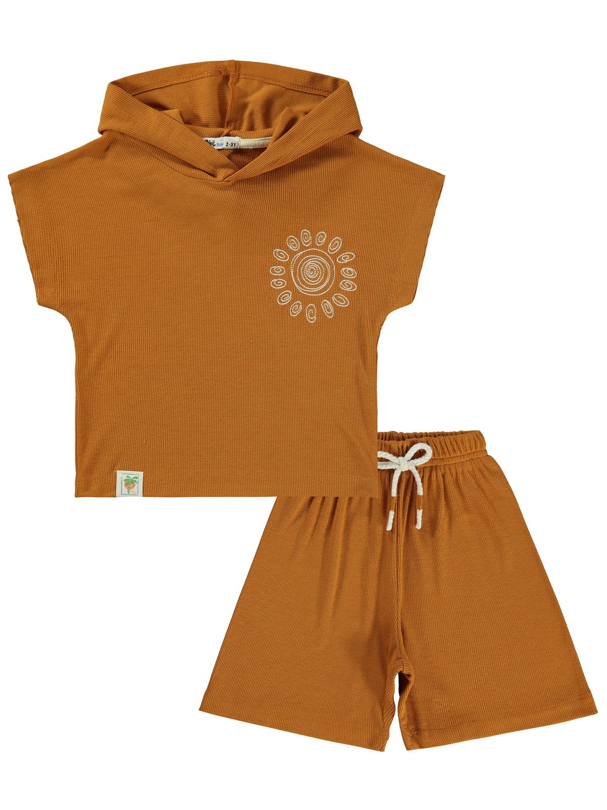 Civil Boys Yarasa Kol Kapşonlu 2-5 Yaş Takım - Turuncu