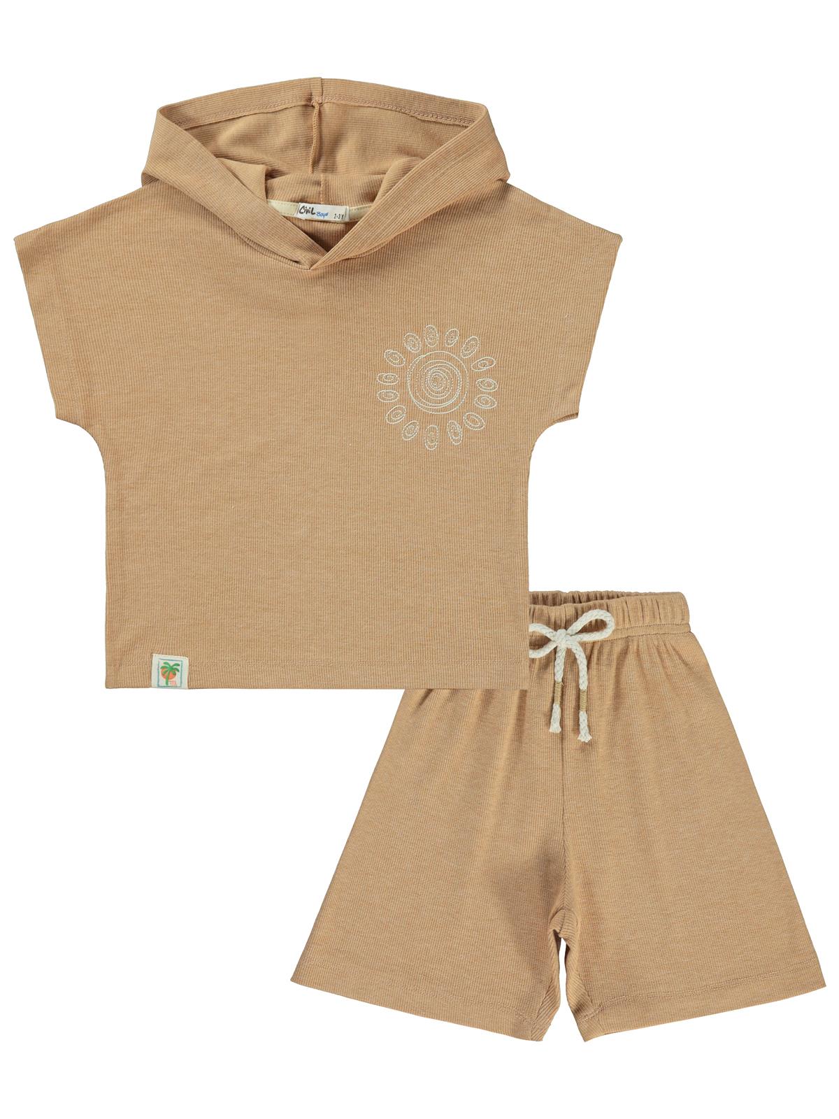 Civil Boys Yarasa Kol Kapşonlu 2-5 Yaş Takım - Bej