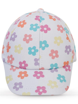 Civil Girls Çiçek Desenli 2-5 Yaş Çocuk Kız Kep Şapka - Beyaz