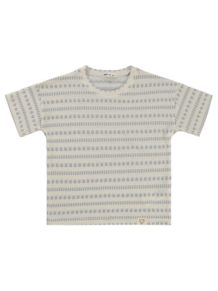 Civil Boys Kendinden Desenli 6-9 Yaş Tişört - Gri