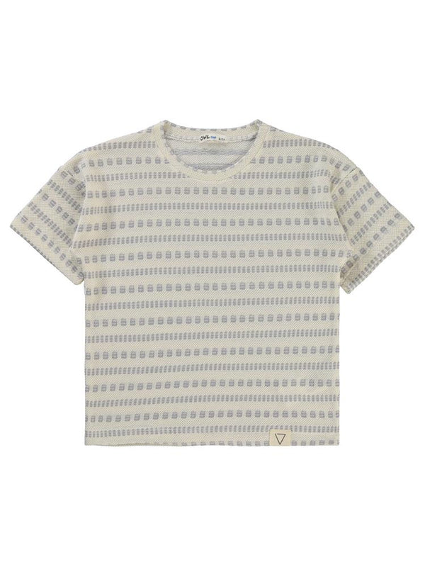 Civil Boys Kendinden Desenli 6-9 Yaş Tişört - Gri