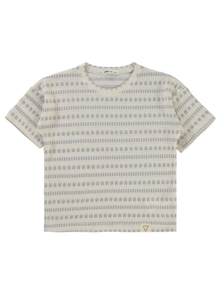 Civil Boys Kendinden Desenli 6-9 Yaş Tişört - Gri