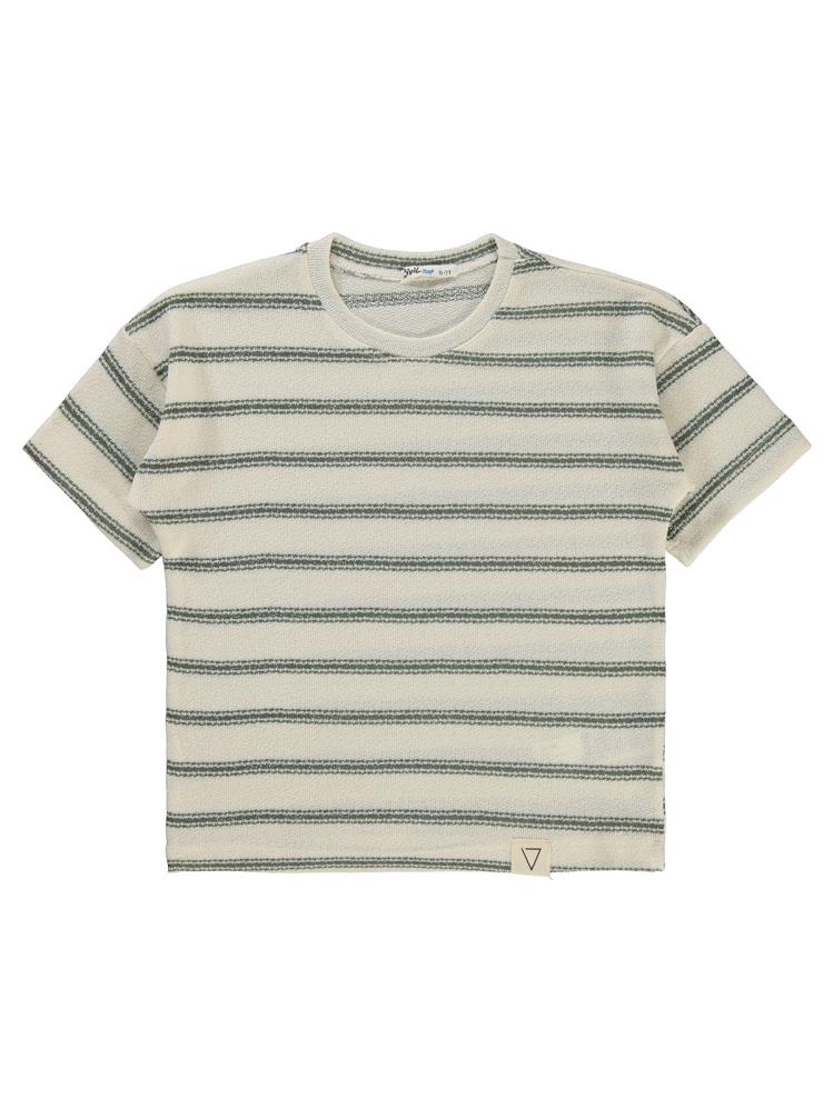 Civil Boys Çizgili 10-13 Yaş Tişört - Haki