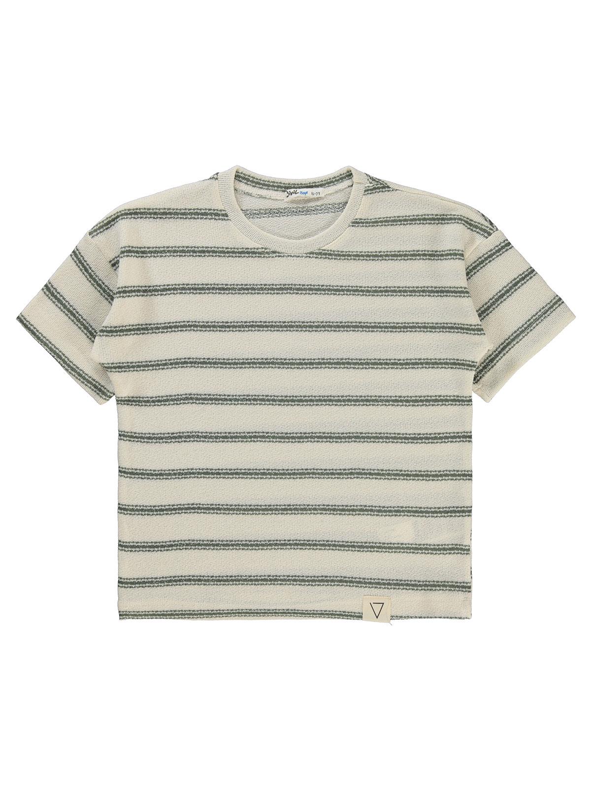 Civil Boys Çizgili 6-9 Yaş Tişört - Haki