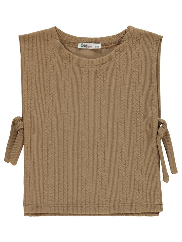 Civil Girls Örgü Desenli  6-9 Yaş Takım - Bej