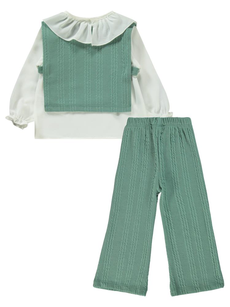 Civil Girls Örgü Desenli  2-5 Yaş Takım - Yeşil