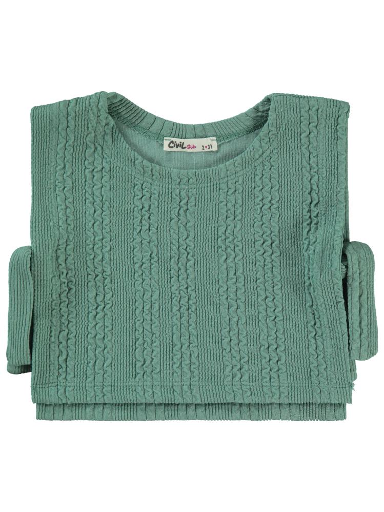 Civil Girls Örgü Desenli  2-5 Yaş Takım - Yeşil