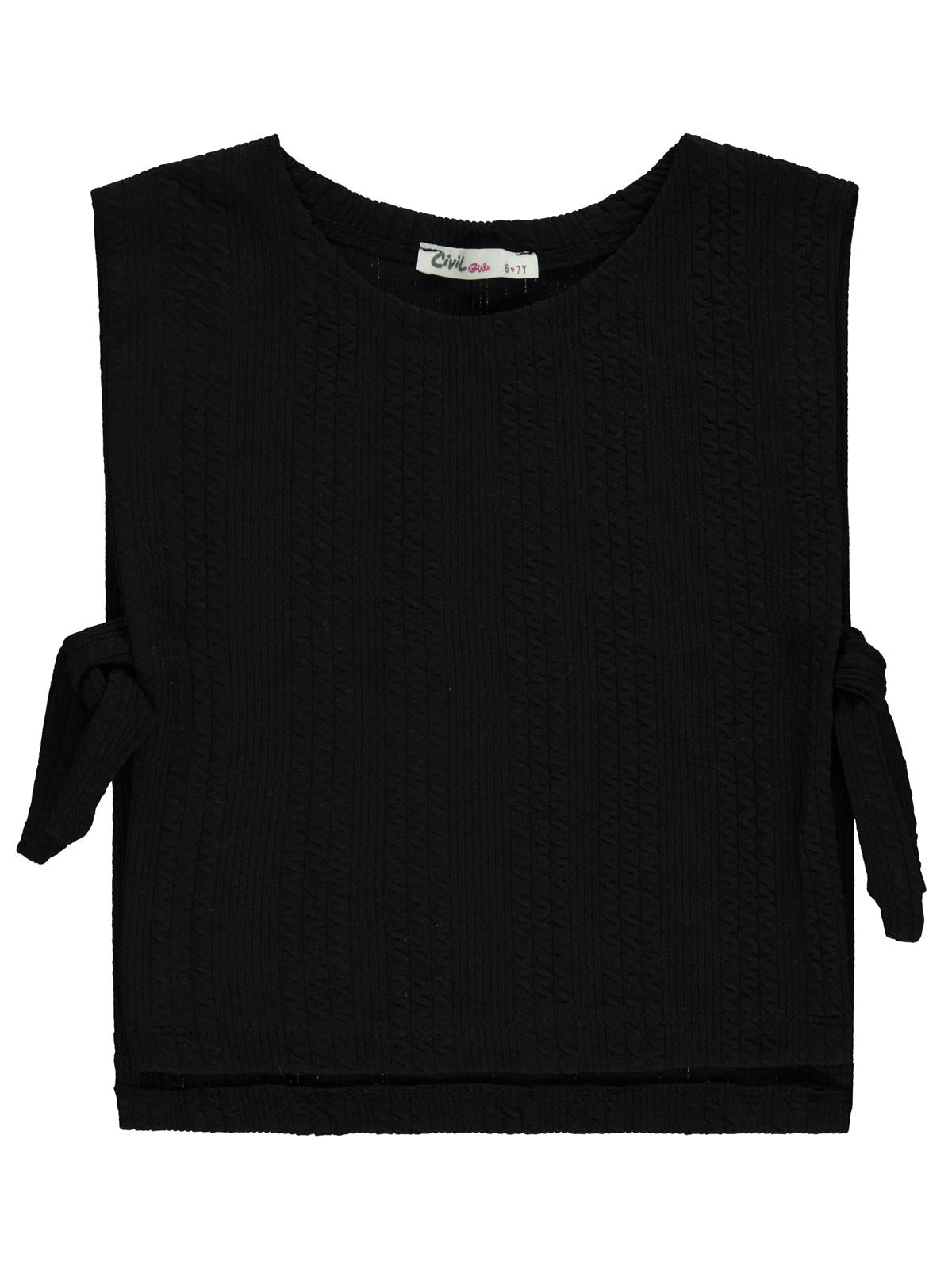 Civil Girls Örgü Desenli  6-9 Yaş Takım - Siyah