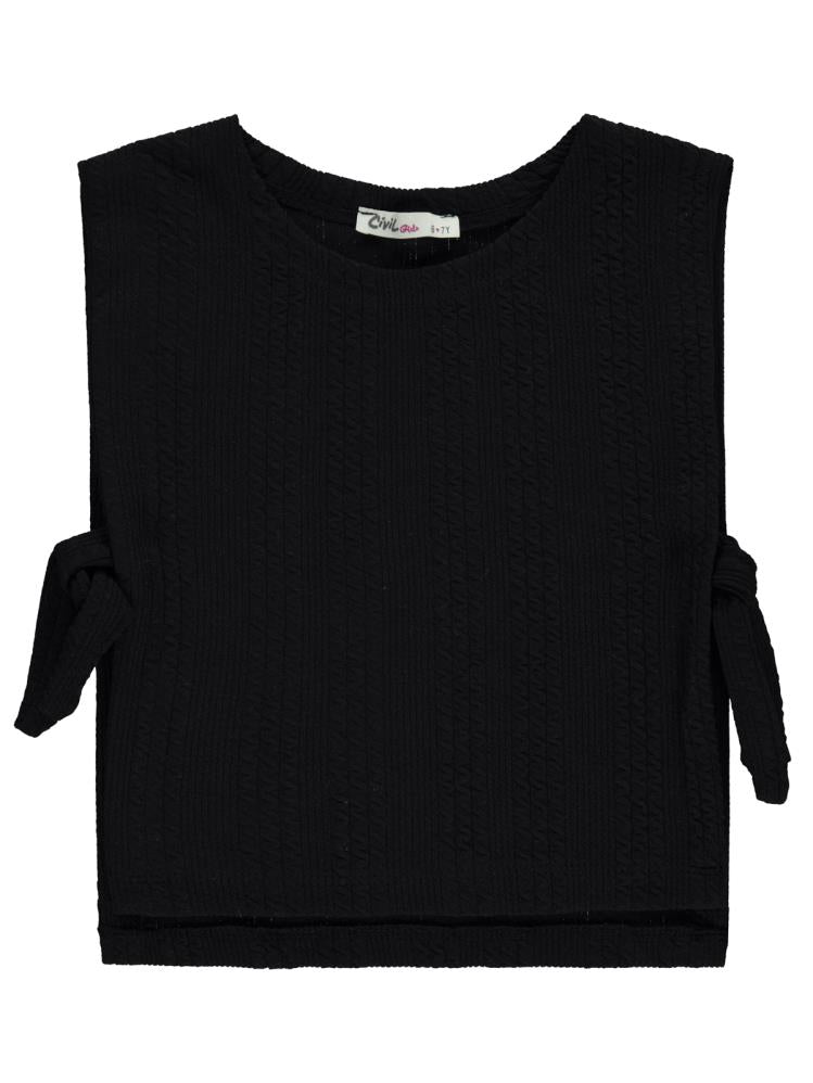 Civil Girls Örgü Desenli  6-9 Yaş Takım - Siyah