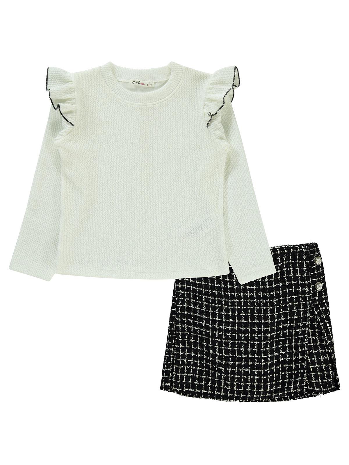 Civil Girls Kolu Fırfırlı  6-9 Yaş Takım - Siyah