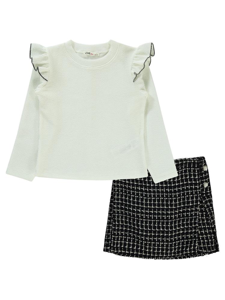 Civil Girls Kolu Fırfırlı  6-9 Yaş Takım - Siyah