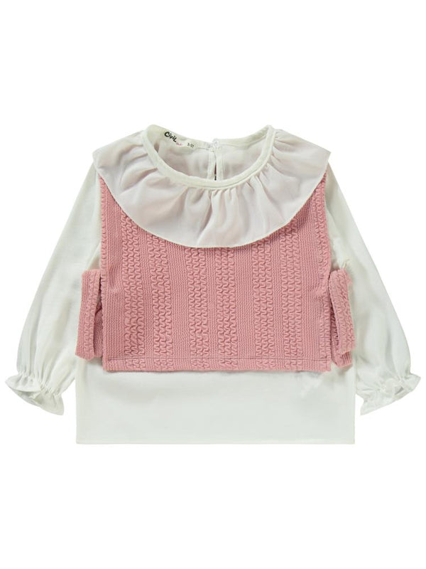 Civil Girls Örgü Desenli  2-5 Yaş Takım - Pudra