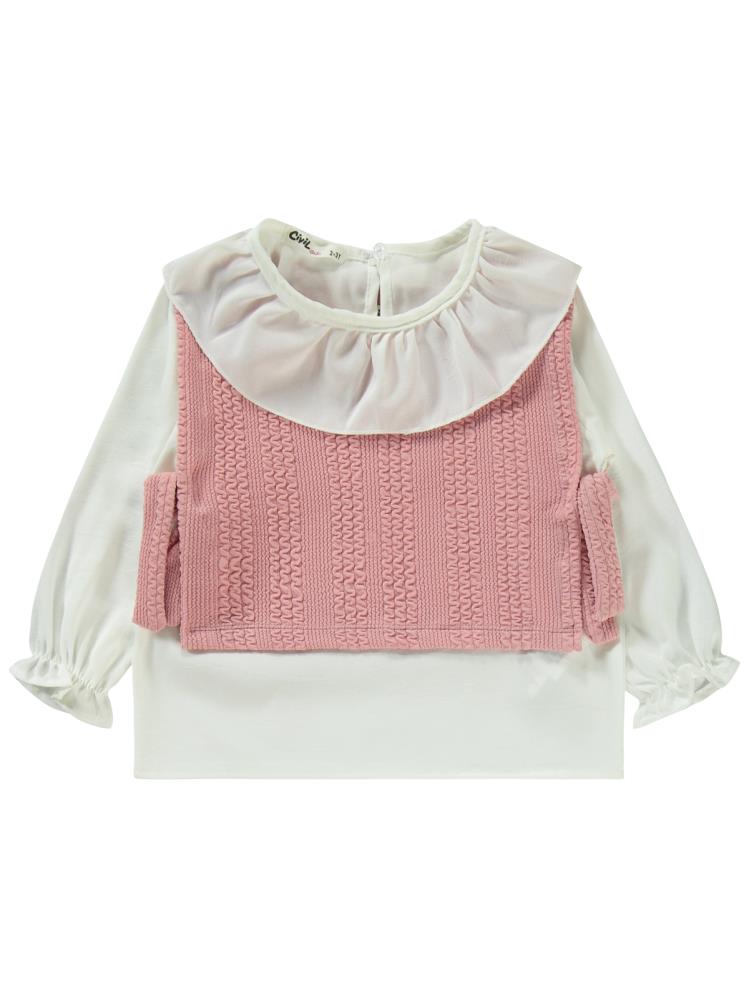 Civil Girls Örgü Desenli  2-5 Yaş Takım - Pudra