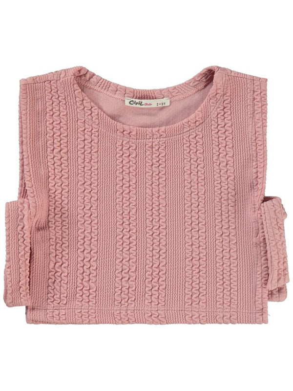 Civil Girls Örgü Desenli  2-5 Yaş Takım - Pudra