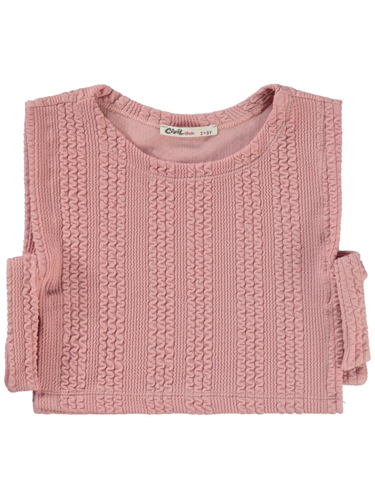 Civil Girls Örgü Desenli  2-5 Yaş Takım - Pudra