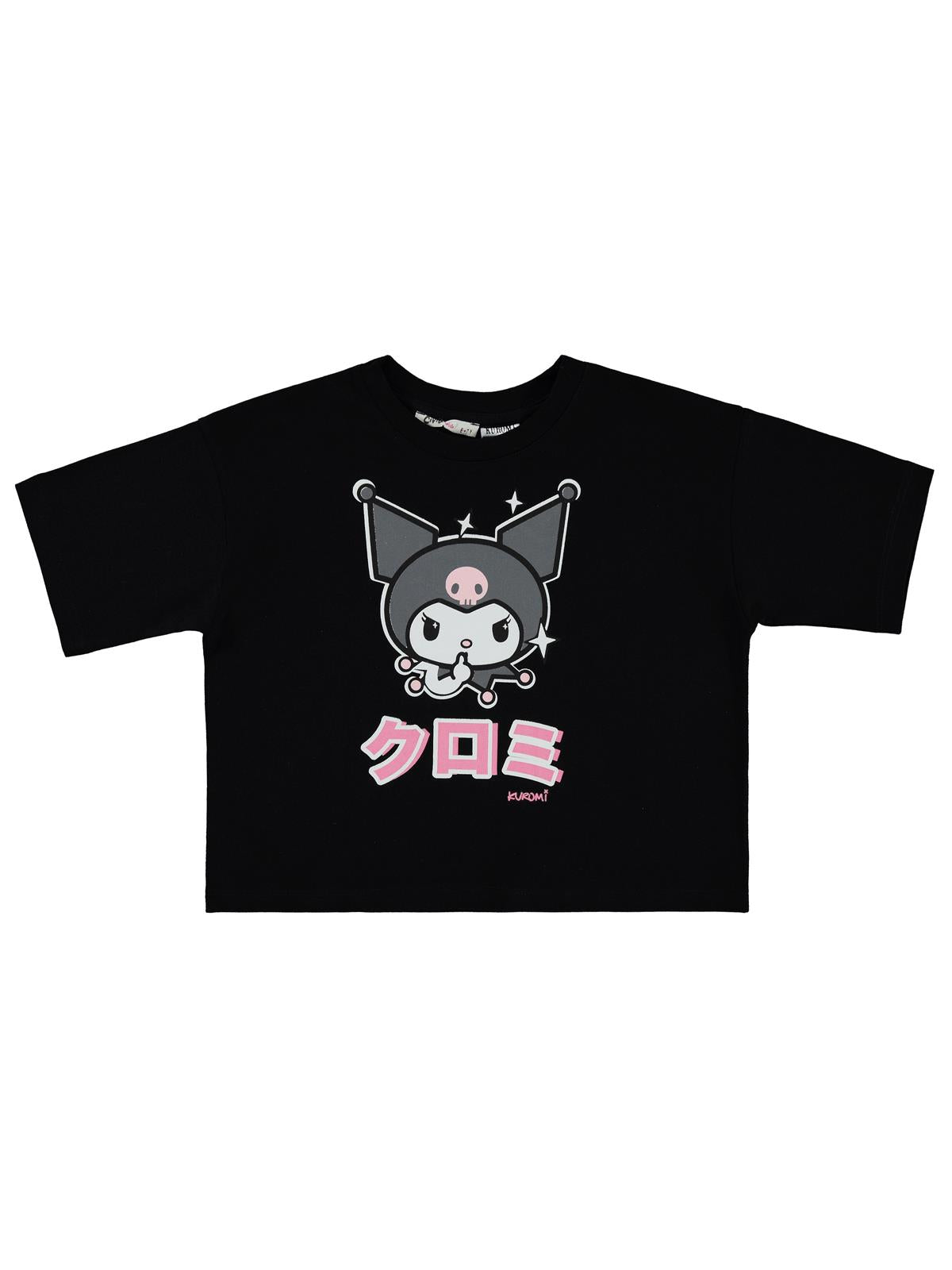 Kuromi 10-13 Yaş Tişört - Siyah