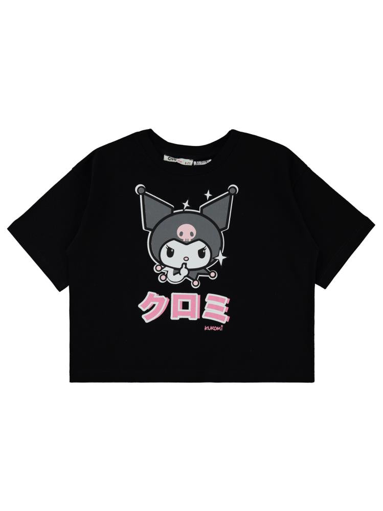 Kuromi 10-13 Yaş Tişört - Siyah