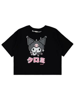 Kuromi 10-13 Yaş Tişört - Siyah