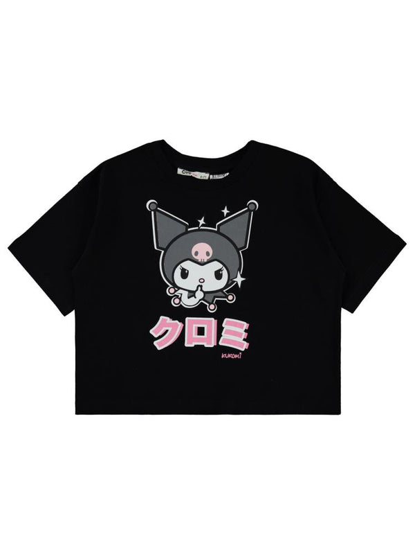 Kuromi 10-13 Yaş Tişört - Siyah
