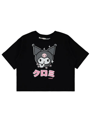 Kuromi 10-13 Yaş Tişört - Siyah