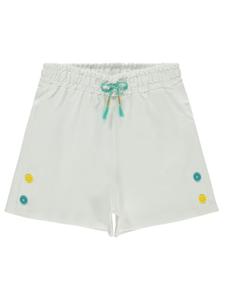 Civil Girls Düğme Detaylı 6-9 Yaş Şort - Ekru