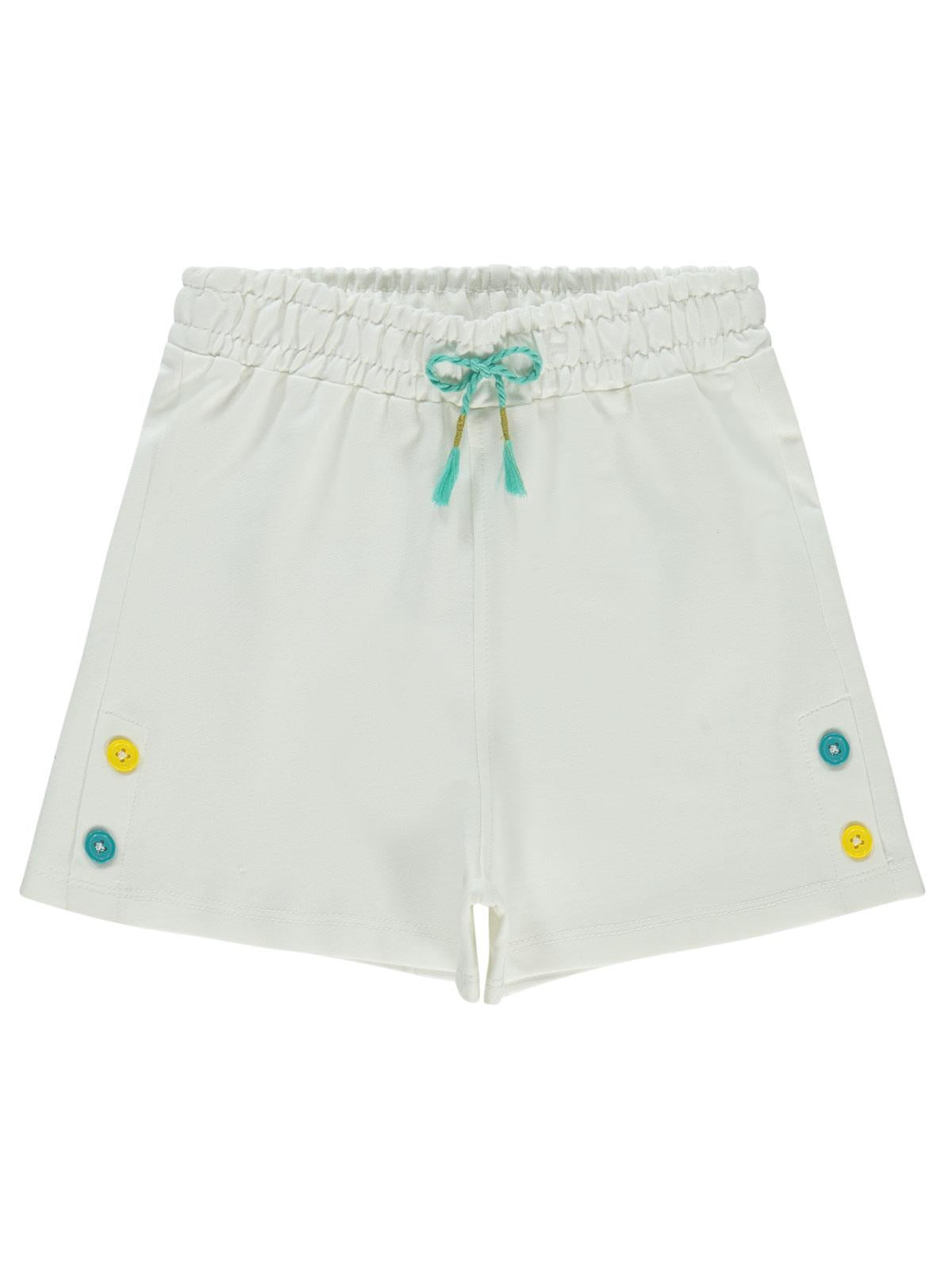 Civil Girls Düğme Detaylı 6-9 Yaş Şort - Ekru
