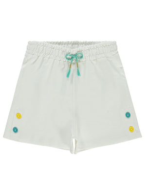 Civil Girls Düğme Detaylı 6-9 Yaş Şort - Ekru