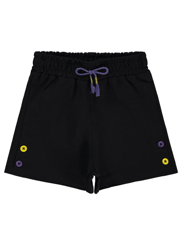 Civil Girls Düğme Detaylı 6-9 Yaş Şort - Siyah