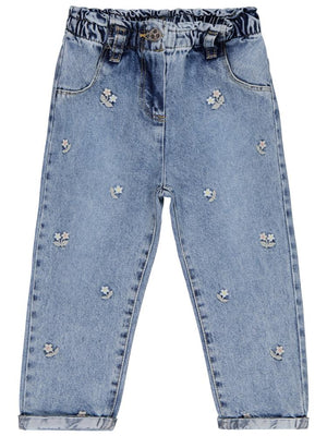 Civil Girls Çiçek Nakışlı 2-5 Yaş Pantolon - Mavi