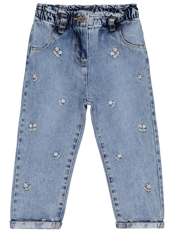 Civil Girls Çiçek Nakışlı 2-5 Yaş Pantolon - Mavi