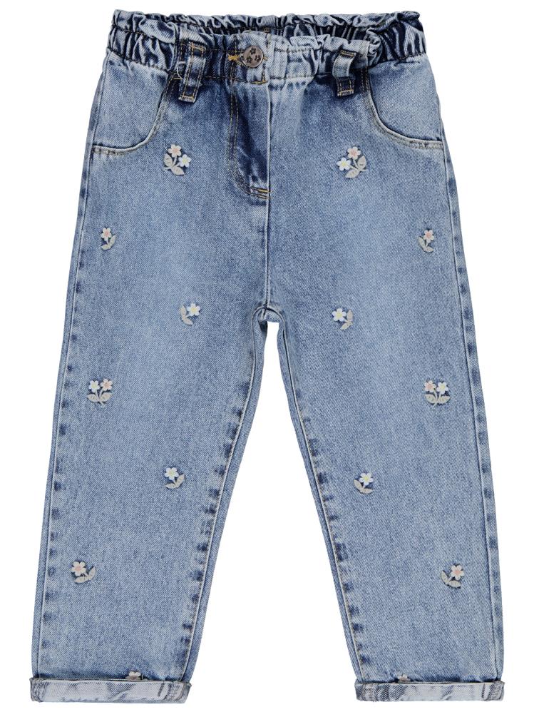 Civil Girls Çiçek Nakışlı 2-5 Yaş Pantolon - Mavi