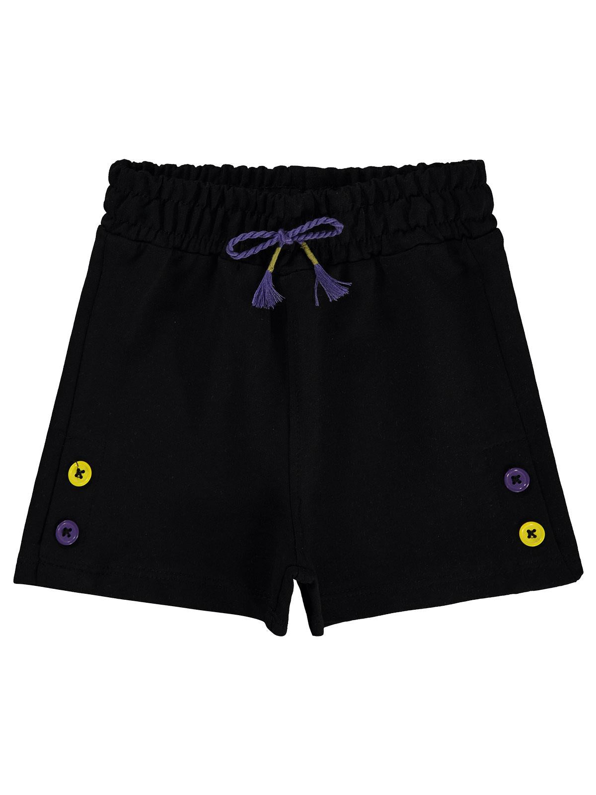 Civil Girls Düğme Detaylı 2-5 Yaş Şort - Siyah