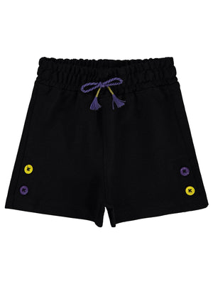 Civil Girls Düğme Detaylı 2-5 Yaş Şort - Siyah