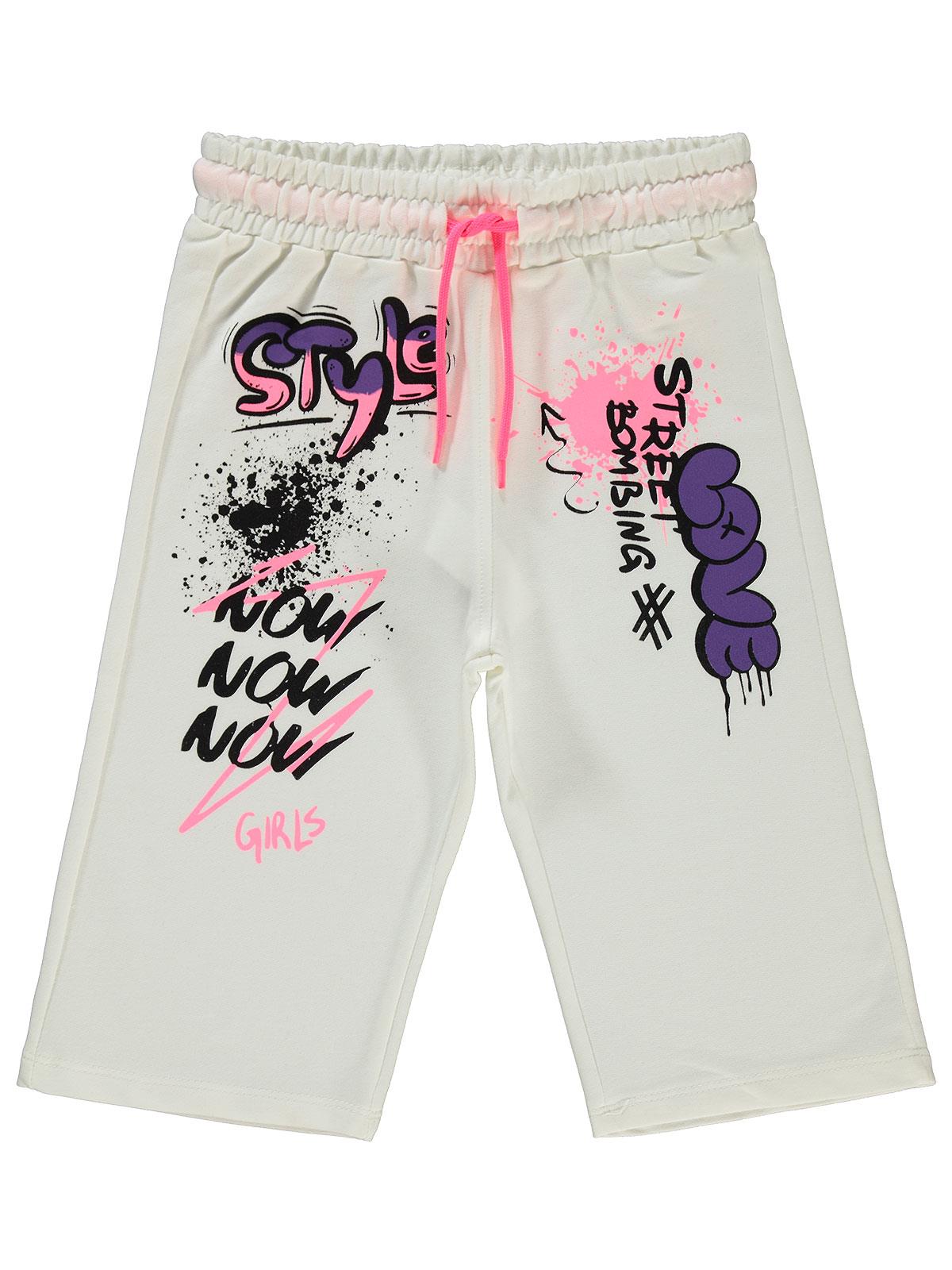 Civil Girls STYLE Baskılı 6-9 Yaş Kapri - Ekru