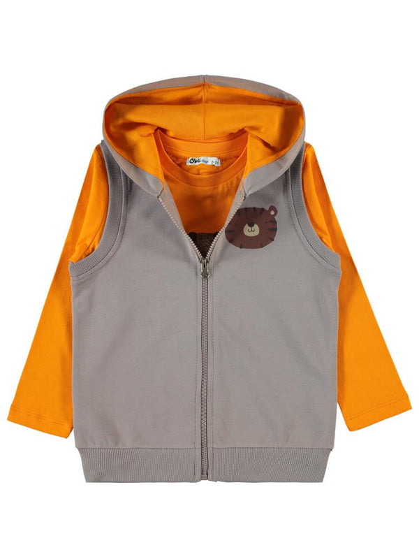 Civil Boys Dude Baskılı 2-5 Yaş Yelekli Sweatshirt - Gri