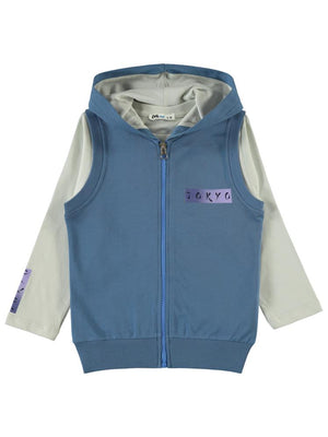 Civil Boys Tokyo Baskılı 2-5 Yaş Yelekli Sweatshirt - Mavi