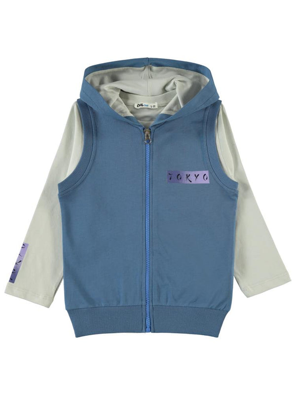 Civil Boys Tokyo Baskılı 2-5 Yaş Yelekli Sweatshirt - Mavi